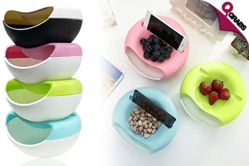 From QR25 Enjoy it all with a Multi functional Food Platter - Comes with Snack Tray, Seed Bowl & Phone Holder! (Up to QR78 Value)